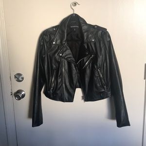 Faux leather moto jacket